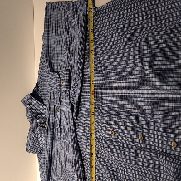 Arrow men's long sleeve button-down shirt large blue/white plaid check - Picture 5 of 11